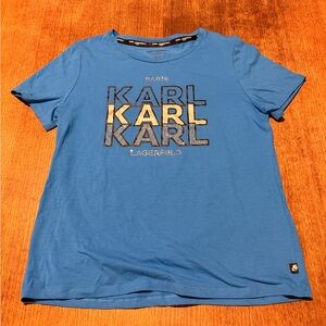 Karl Lagerfeld Blue Tee with silver & Black Logo